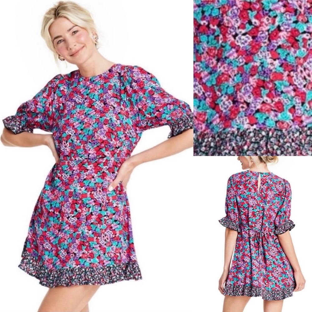 RIXO Target  Floral Puffed Sleeve dress size 0 or 2